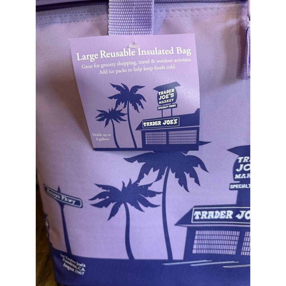 Trader Joe's Cooler Bag Purple Pain Large Insulated NEW 8 gal Ships Quick Free - Picture 8 of 9